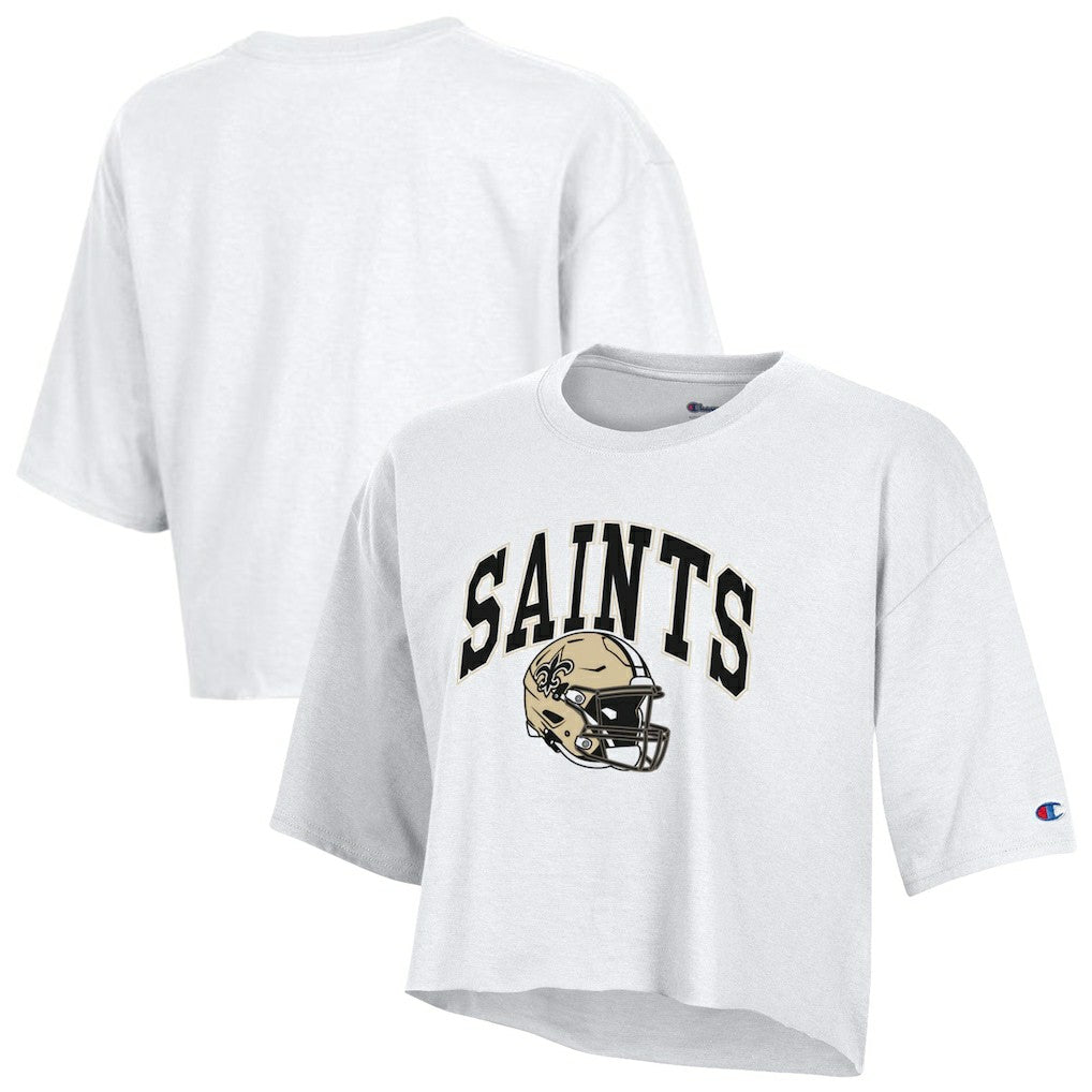New Orleans Saints Champion Women's Boyfriend Cropped T-Shirt White