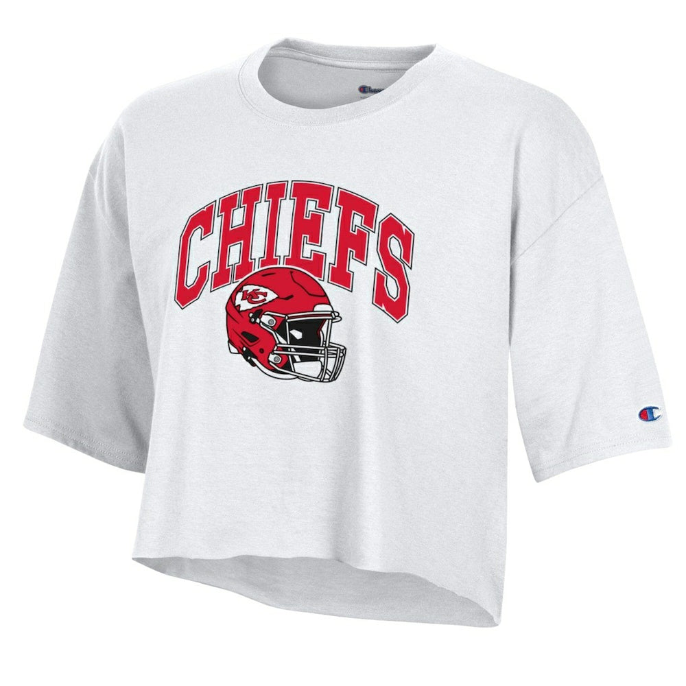 Kansas City Chiefs Champion Women's Boyfriend Cropped T-Shirt White