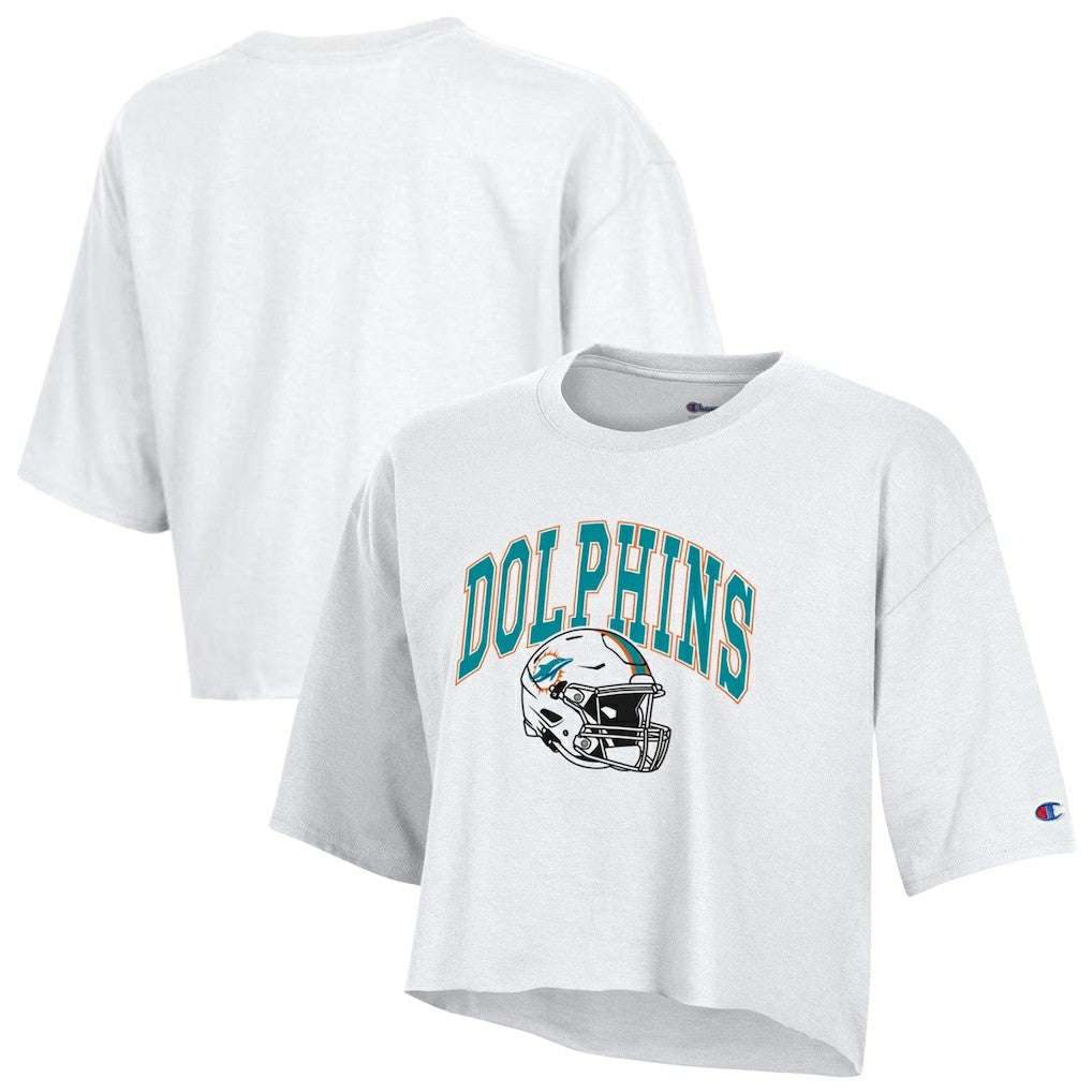 Miami Dolphins Champion Women's Boyfriend Cropped T-Shirt White