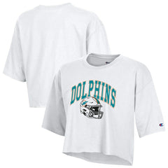 Miami Dolphins Champion Women's Boyfriend Cropped T-Shirt White