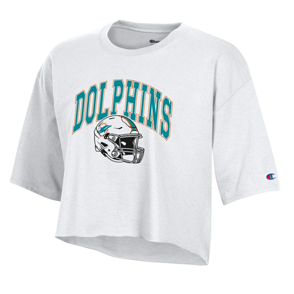 Miami Dolphins Champion Women's Boyfriend Cropped T-Shirt White