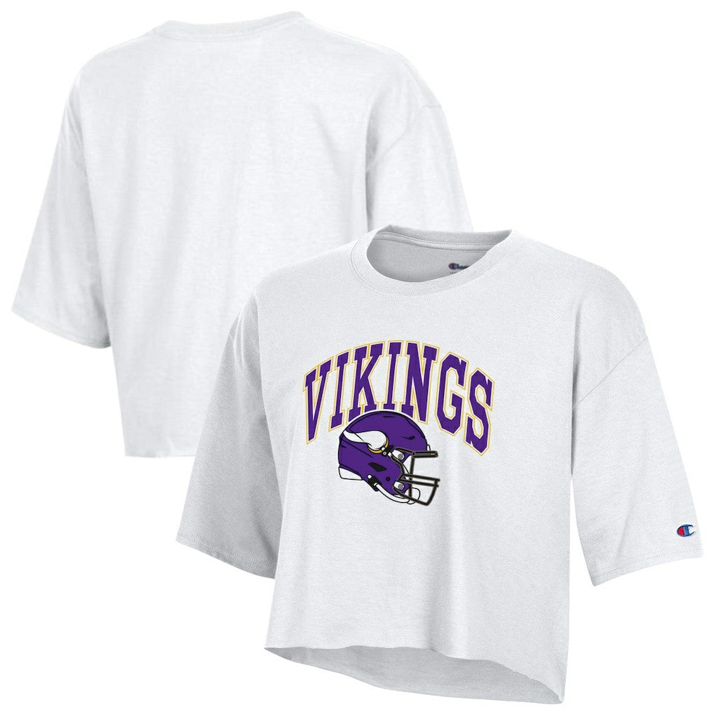 Minnesota Vikings Champion Women's Boyfriend Cropped T-Shirt White