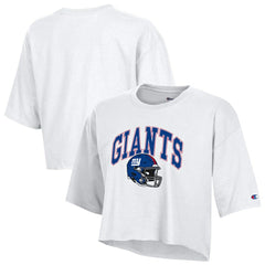New York Giants Champion Women's Boyfriend Cropped T-Shirt White