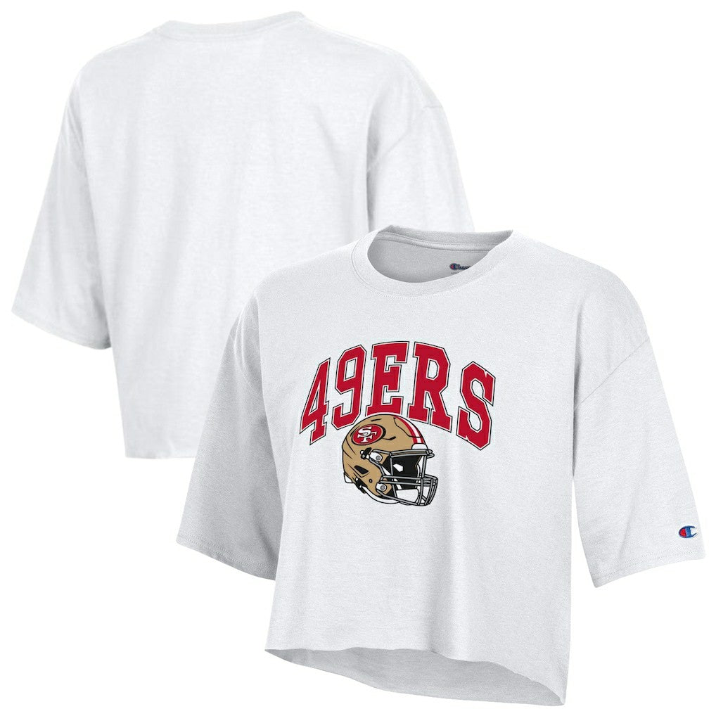 San Francisco 49ers Champion Women's Boyfriend Cropped T-Shirt White