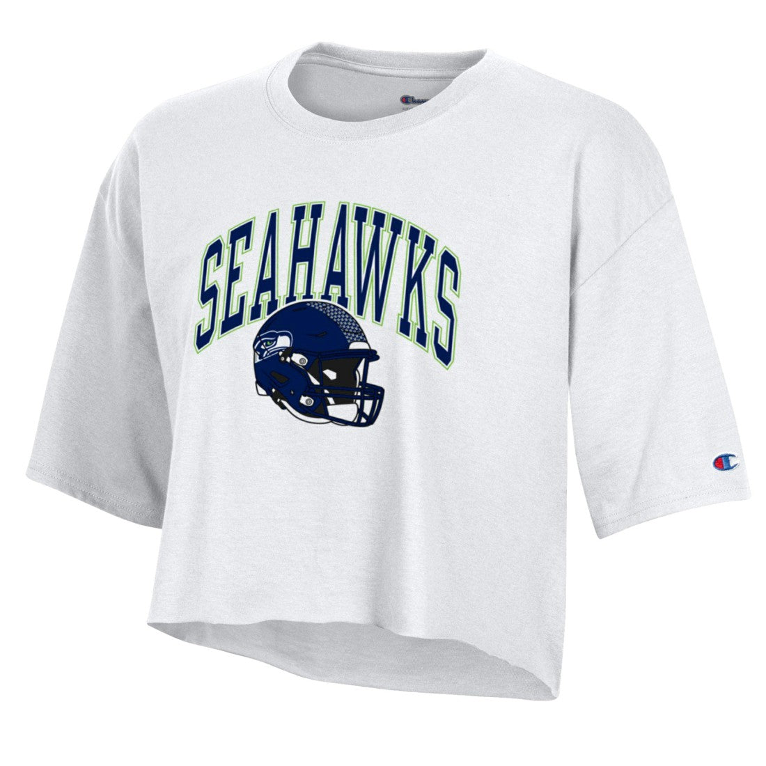 Seattle Seahawks Champion Women's Boyfriend Cropped T-Shirt White