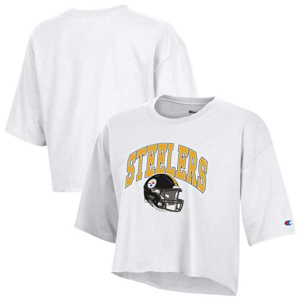 Pittsburgh Steelers Champion Women's Boyfriend Cropped T-Shirt White