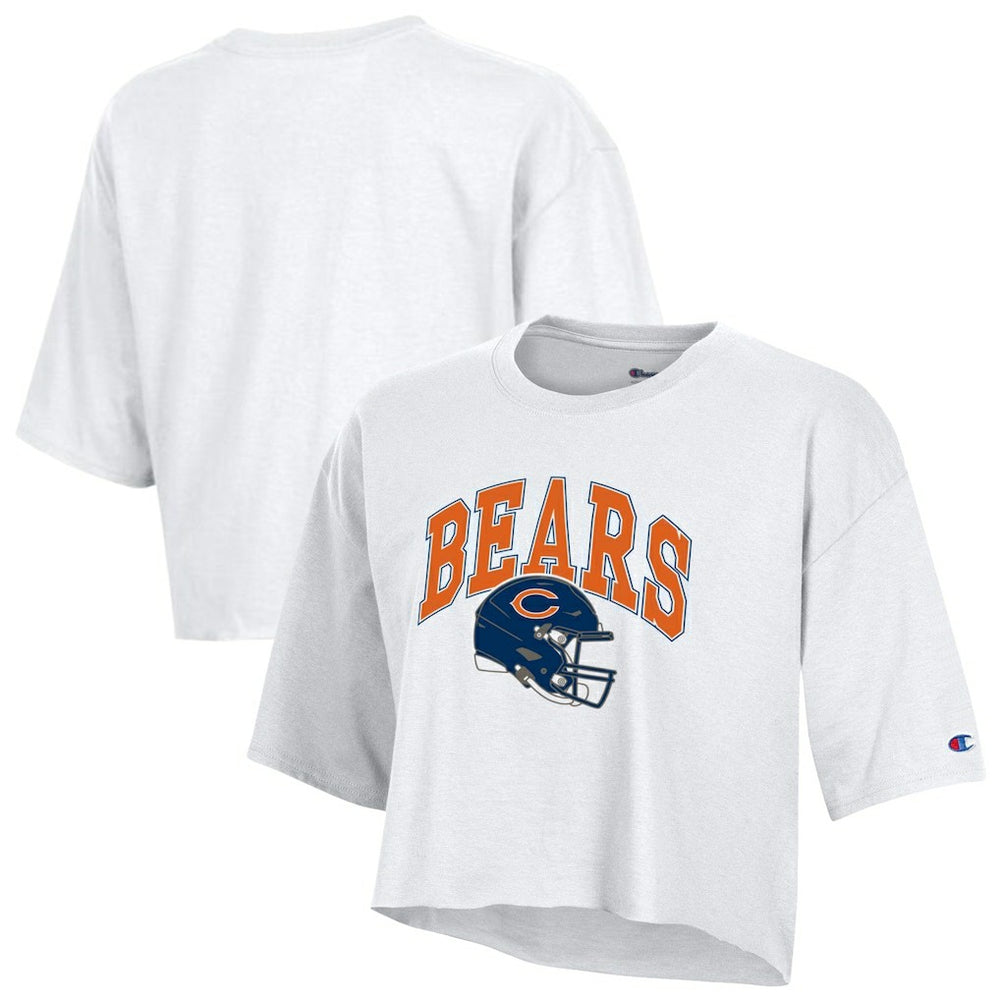 Chicago Bears Champion Women's Boyfriend Cropped T-Shirt White
