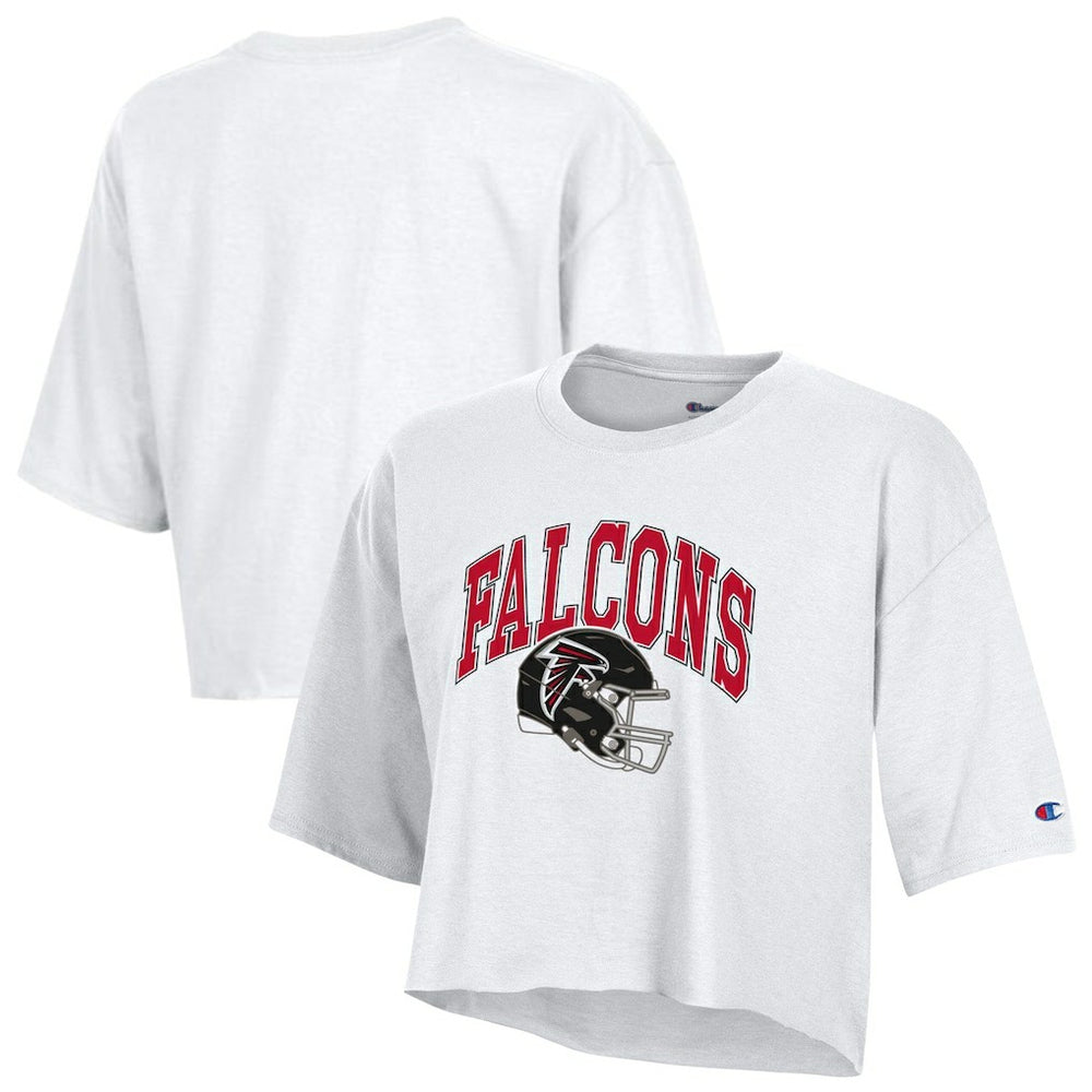 Atlanta Falcons Champion Women's Boyfriend Cropped T-Shirt White
