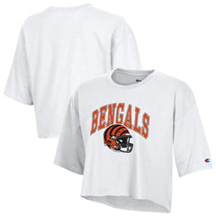 Cincinnati Bengals Champion Women's Boyfriend Cropped T-Shirt White