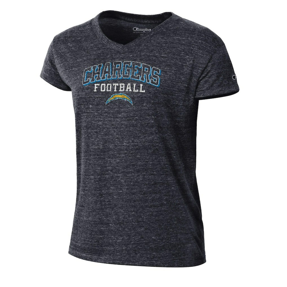 Los Angeles Chargers Champion Women's Triumph Tri-Blend V-Neck T-Shirt Black