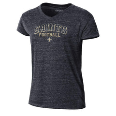 New Orleans Saints Champion Women's Triumph Tri-Blend V-Neck T-Shirt Black