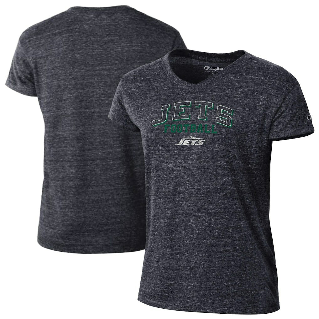 New York Jets Champion Women's Triumph Tri-Blend V-Neck T-Shirt Black