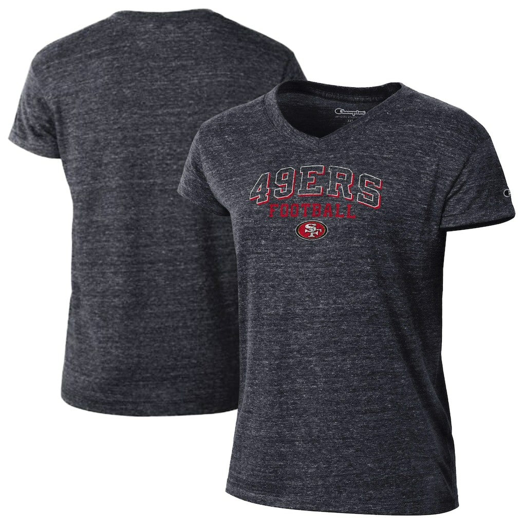 San Francisco 49ers Champion Women's Triumph Tri-Blend V-Neck T-Shirt Black