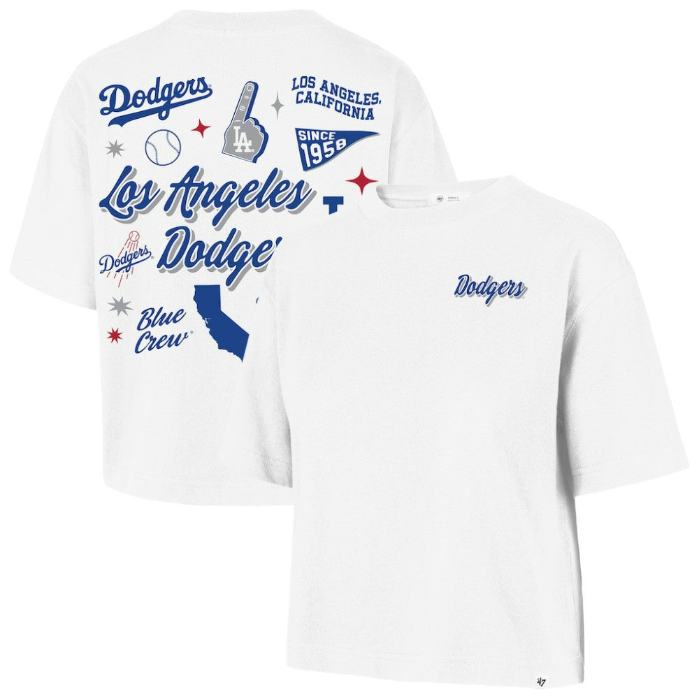 Los Angeles Dodgers '47 Women's Collage Script Reed City T-Shirt - White T-shirts