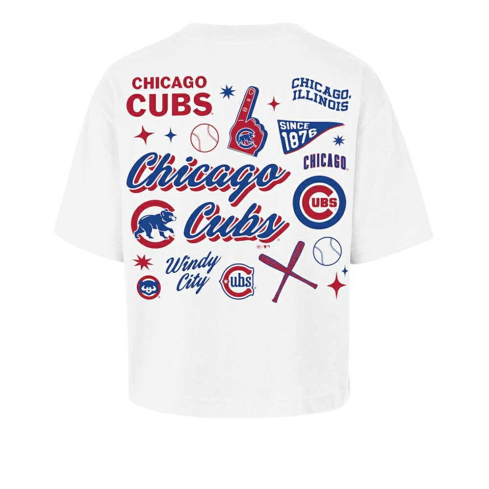 Chicago Cubs '47 Women's Collage Script Reed City T-Shirt - White T-shirts