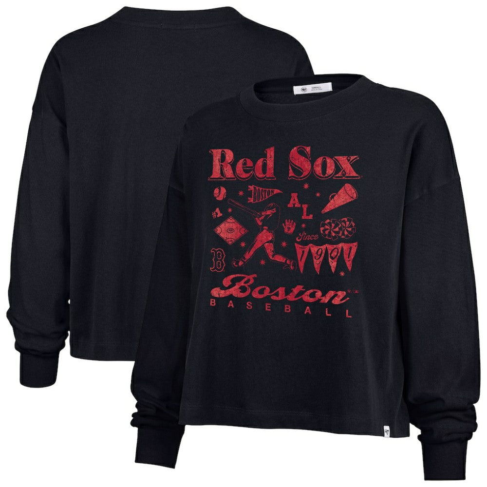 Boston Red Sox '47 Women's Team Collage Sydney Long Sleeve T-Shirt - Navy T-shirts