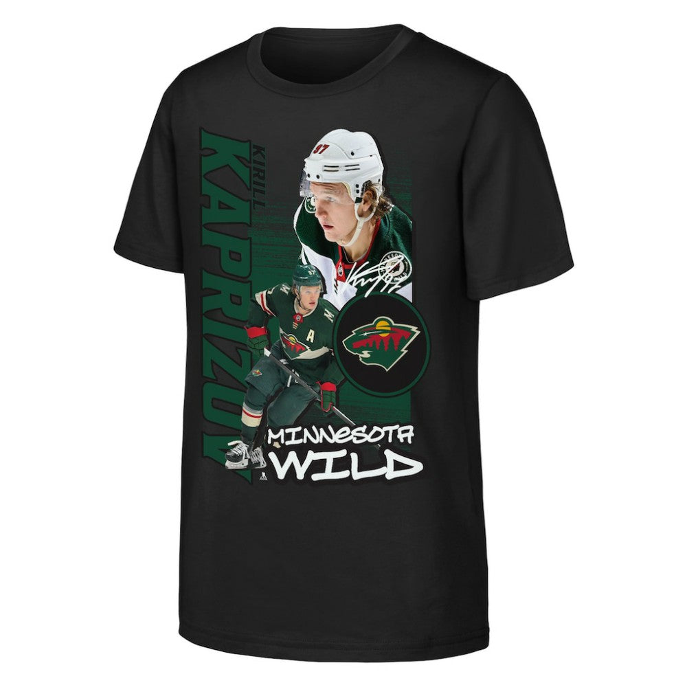 NHL Kirill Kaprizov Minnesota Wild Outerstuff Youth Playmaker T-Shirt - Black