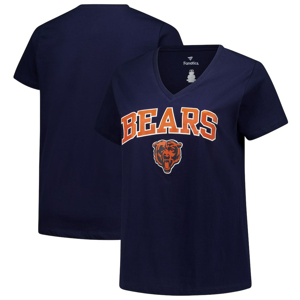 Chicago Bears Women's Plus Size Arch Over Logo V-Neck T-Shirt Navy