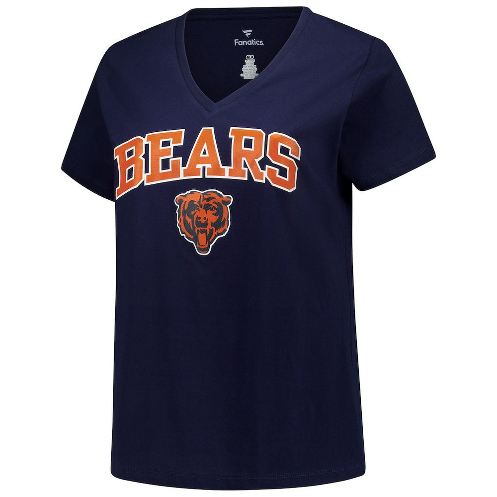 Chicago Bears Women's Plus Size Arch Over Logo V-Neck T-Shirt Navy