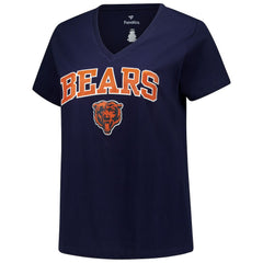 Chicago Bears Women's Plus Size Arch Over Logo V-Neck T-Shirt Navy