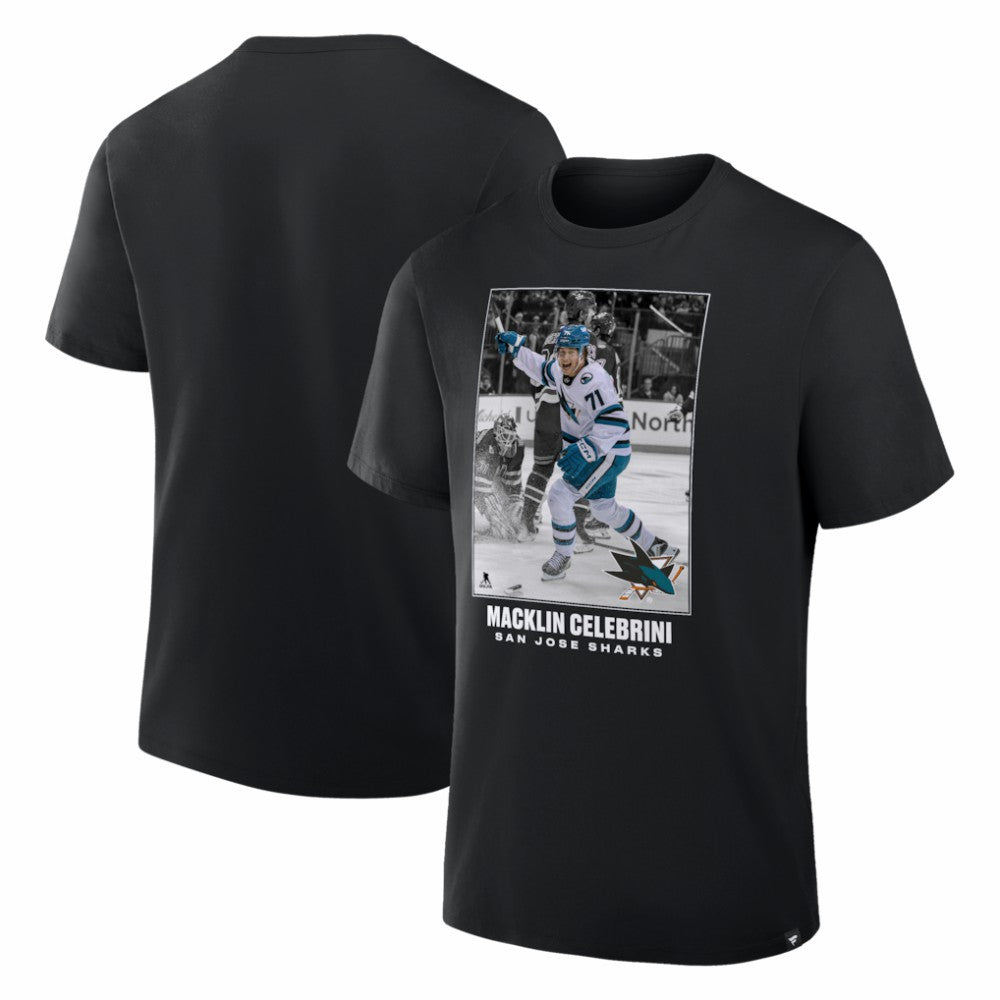 NHL Macklin Celebrini San Jose Sharks NHL Moments Legacy T-Shirt - Black