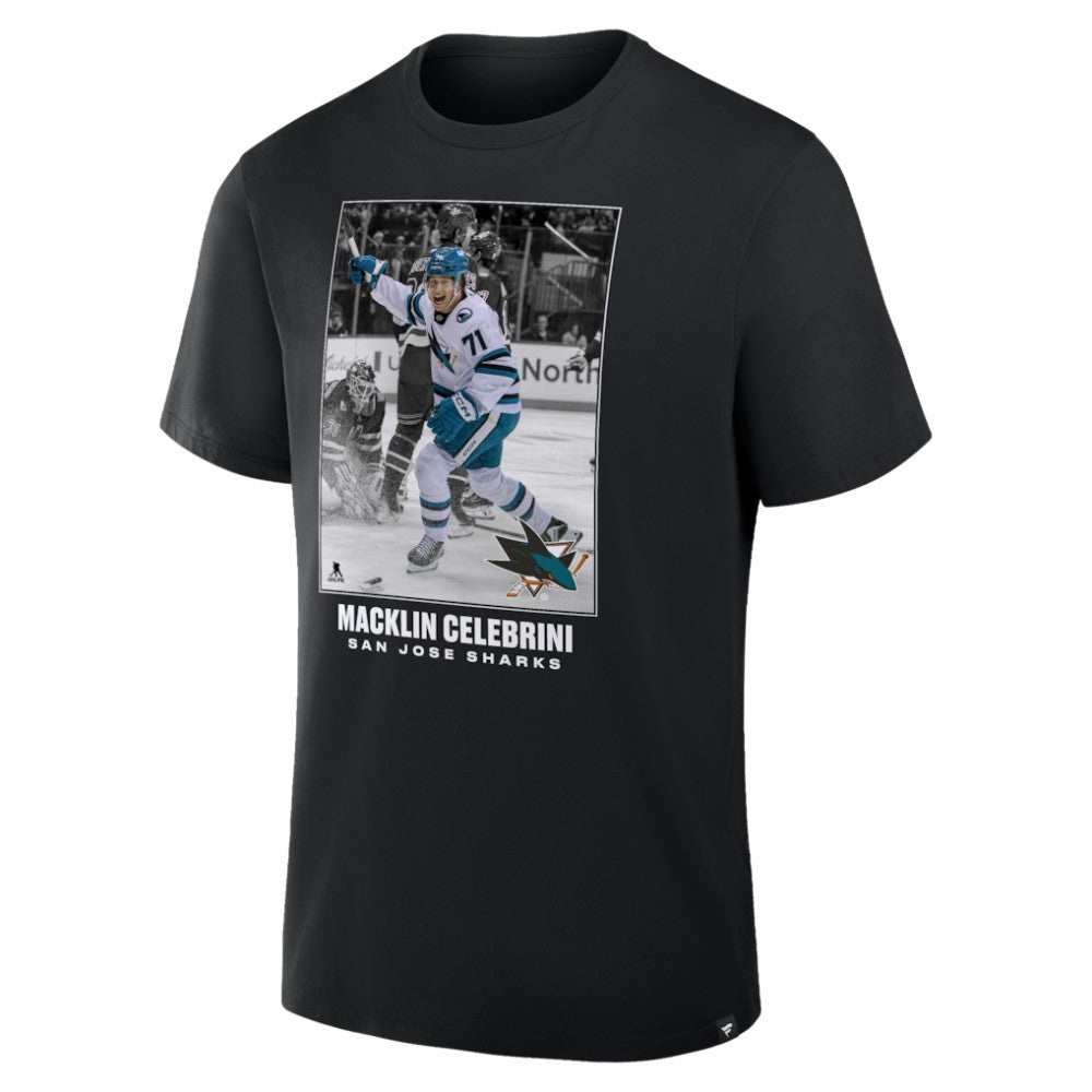 NHL Macklin Celebrini San Jose Sharks NHL Moments Legacy T-Shirt - Black