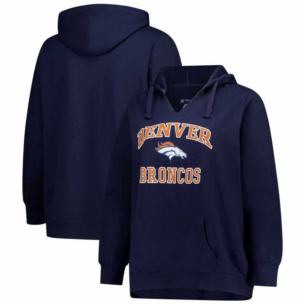 Denver Broncos Women's Plus Size Heart & Soul Notch Neck Hoodie Navy
