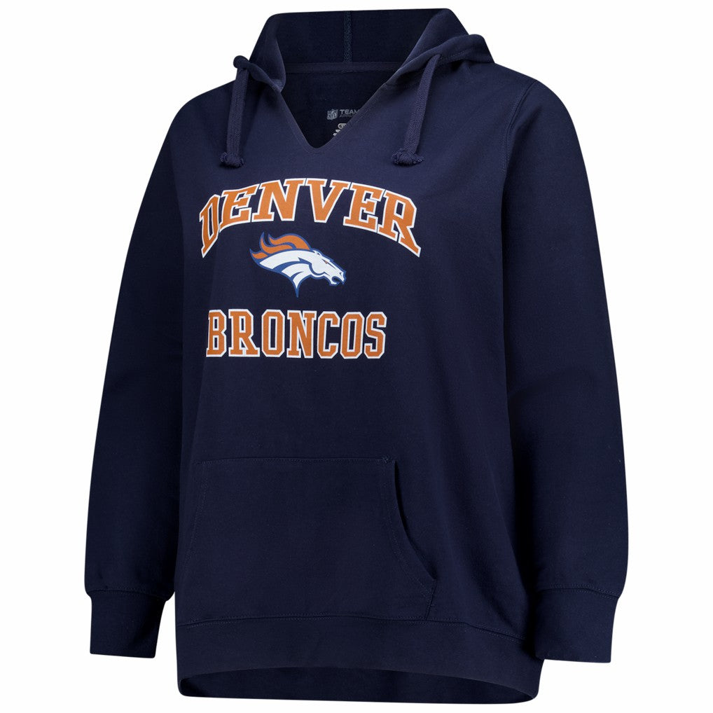 Denver Broncos Women's Plus Size Heart & Soul Notch Neck Hoodie Navy