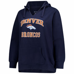 Denver Broncos Women's Plus Size Heart & Soul Notch Neck Hoodie Navy