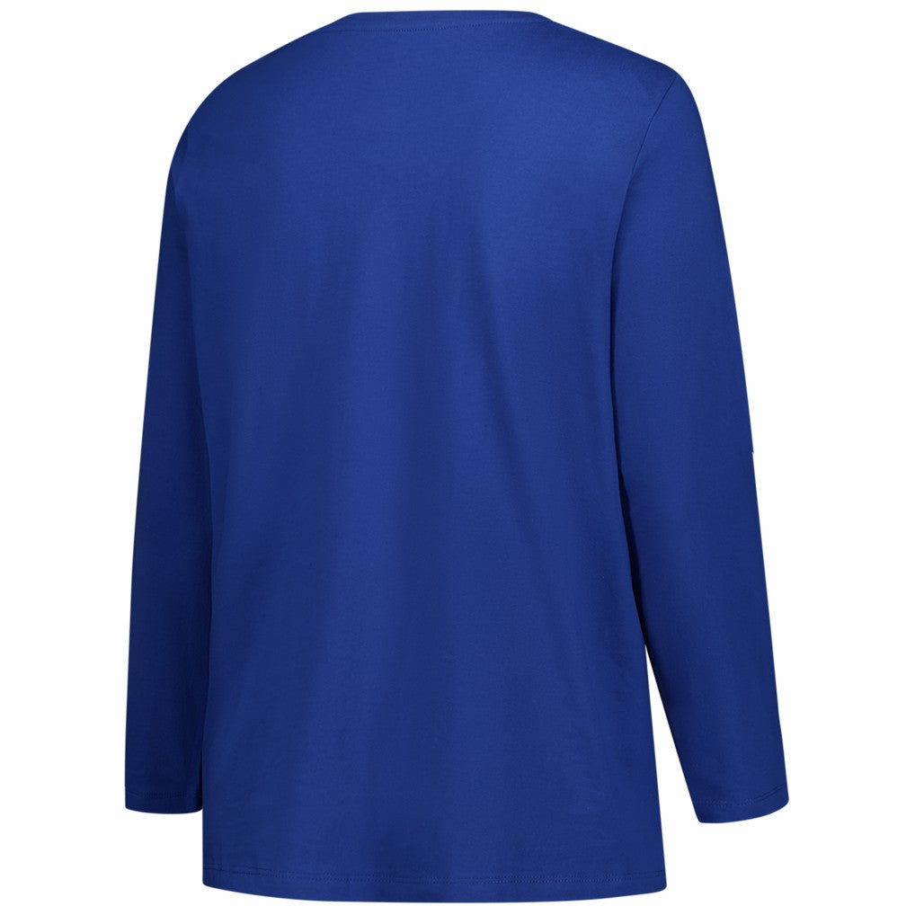 Denver Broncos Women's Plus Size Primary Logo Long Sleeve Scoop Neck T-Shirt Royal