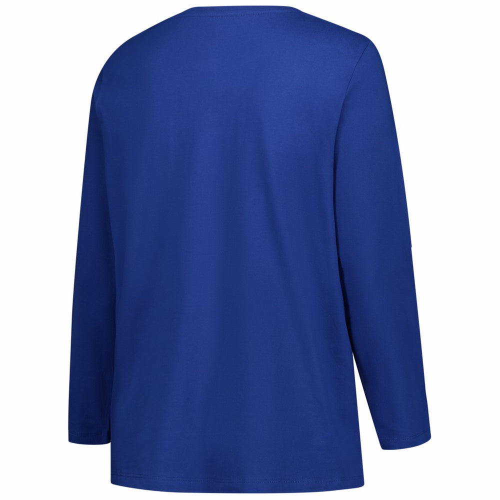 Denver Broncos Women's Plus Size Primary Logo Long Sleeve Scoop Neck T-Shirt Royal