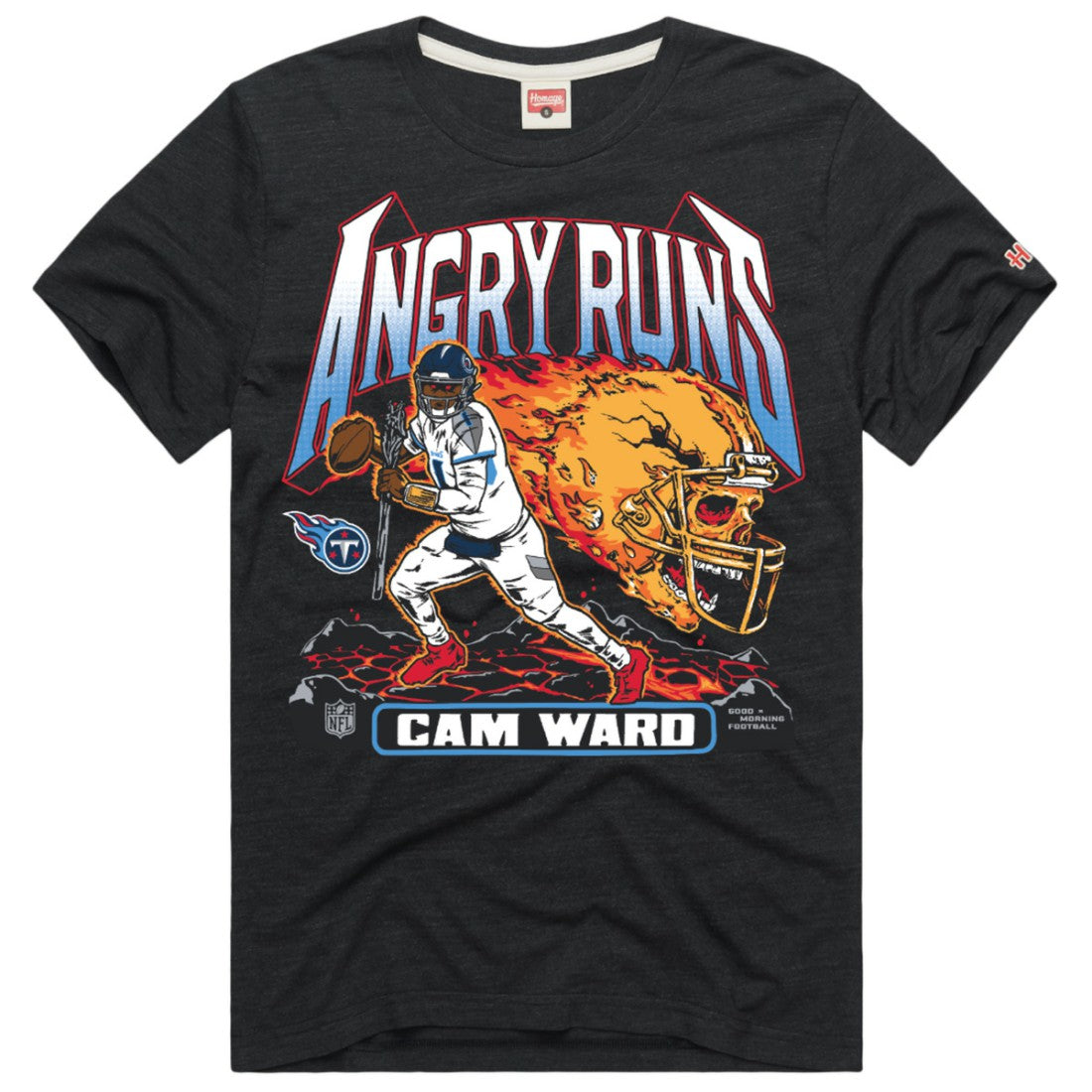 Cameron Ward Tennessee Titans Homage Unisex Angry Runs Player Graphic Tri-Blend T-Shirt Charcoal