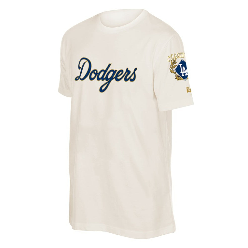 Los Angeles Dodgers New Era 2026 Gold Collection Logo & Patch T-Shirt - Cream T-shirts