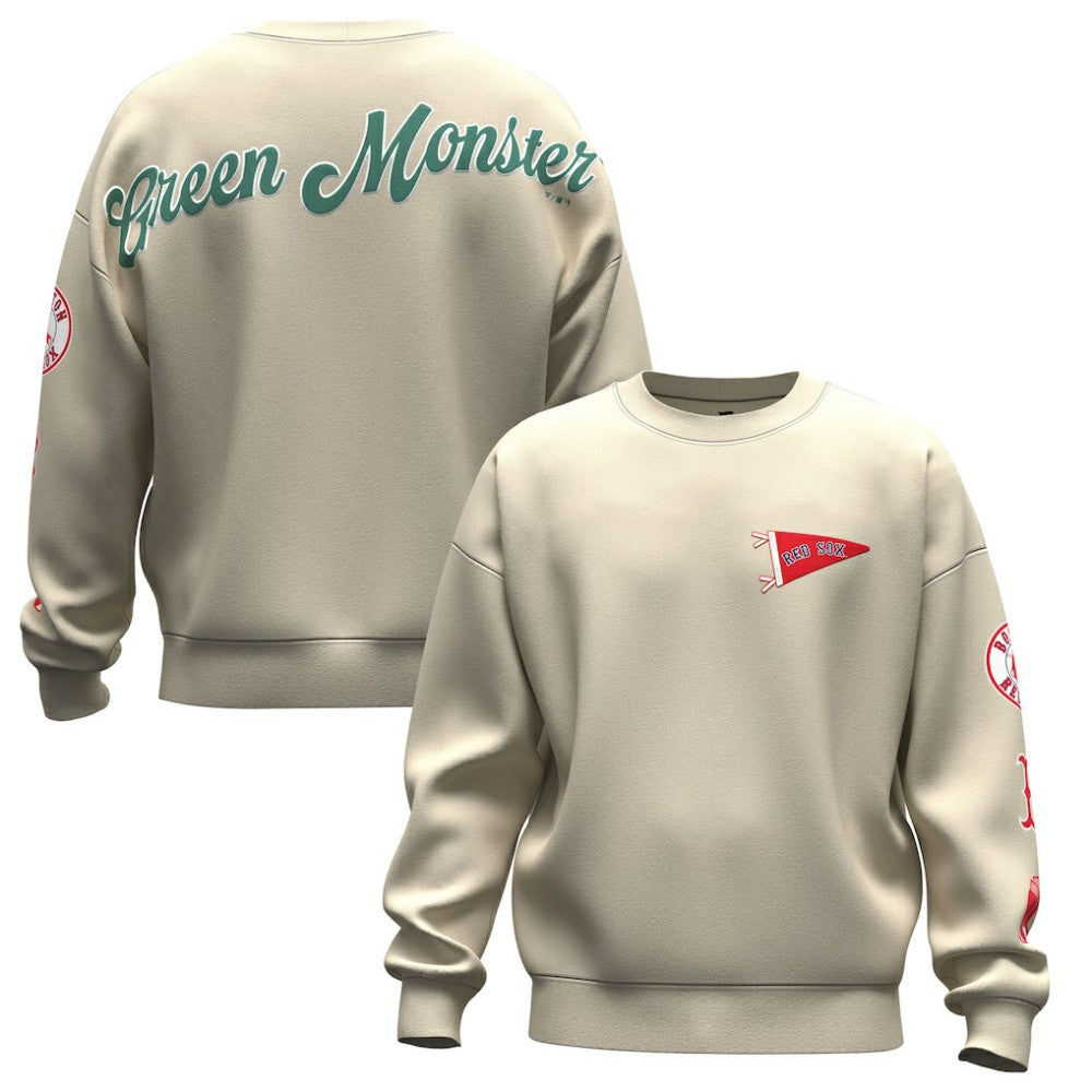 Boston Red Sox Fanatics Unisex Spirit Jersey Fleece Crewneck Pennant Sweatshirt - Tan Jerseys