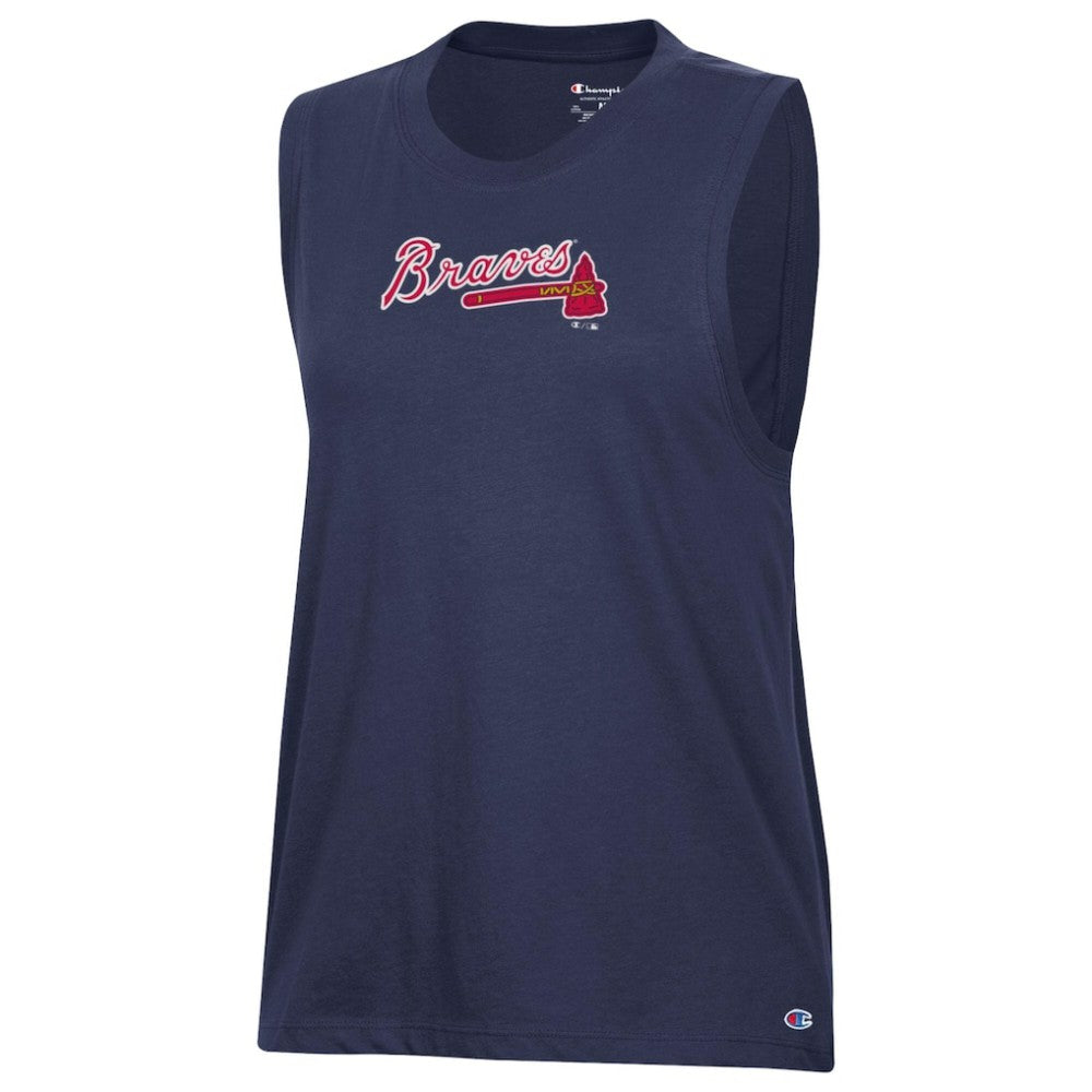 Atlanta Braves Champion Women's Muscle Tank Top - Navy Tanks
