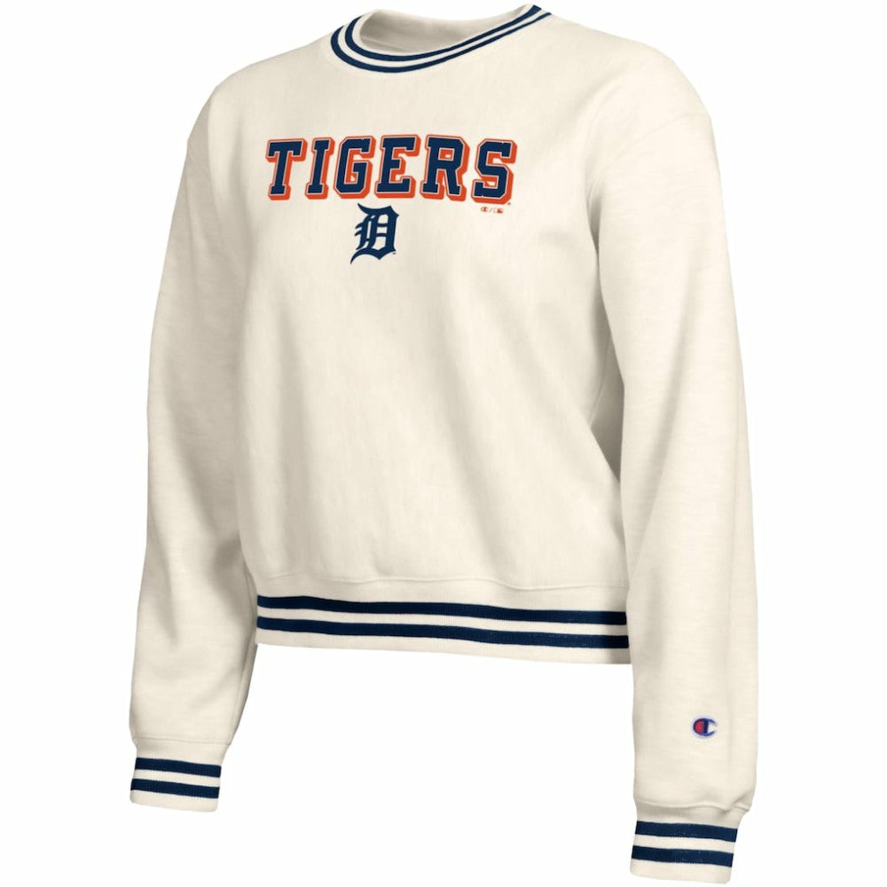 Detroit Tigers Champion Women's Reverse Weave Sweatshirt - Cream Sweatshirts