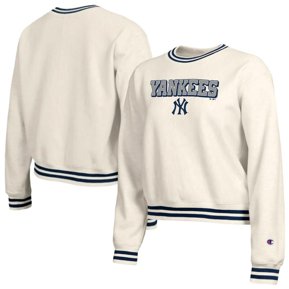 New York Yankees Champion Women's Reverse Weave Sweatshirt - Cream Sweatshirts