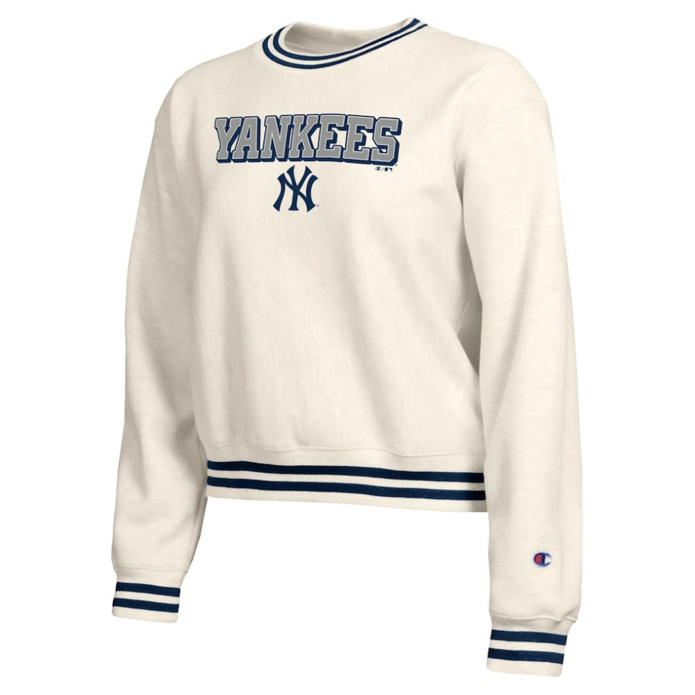 New York Yankees Champion Women's Reverse Weave Sweatshirt - Cream Sweatshirts