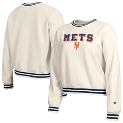 New York Mets Champion Women's Reverse Weave Sweatshirt - Cream Sweatshirts