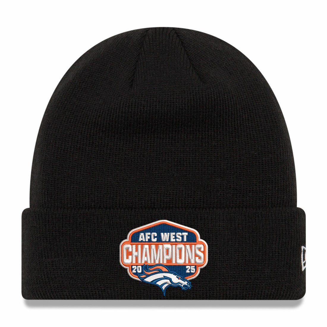 Denver Broncos New Era 2025 AFC West Division Champions Cuffed Knit Hat Black