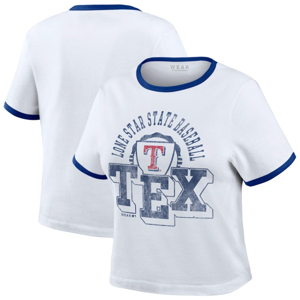 Texas Rangers WEAR by Erin Andrews Women's Ringer Baby T-Shirt - White T-shirts