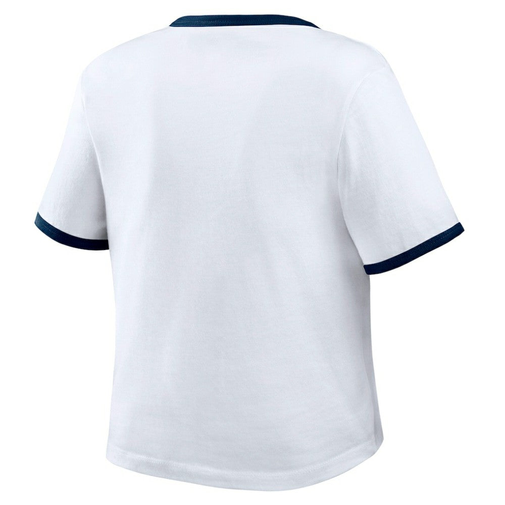 Atlanta Braves WEAR by Erin Andrews Women's Ringer Baby T-Shirt - White T-shirts