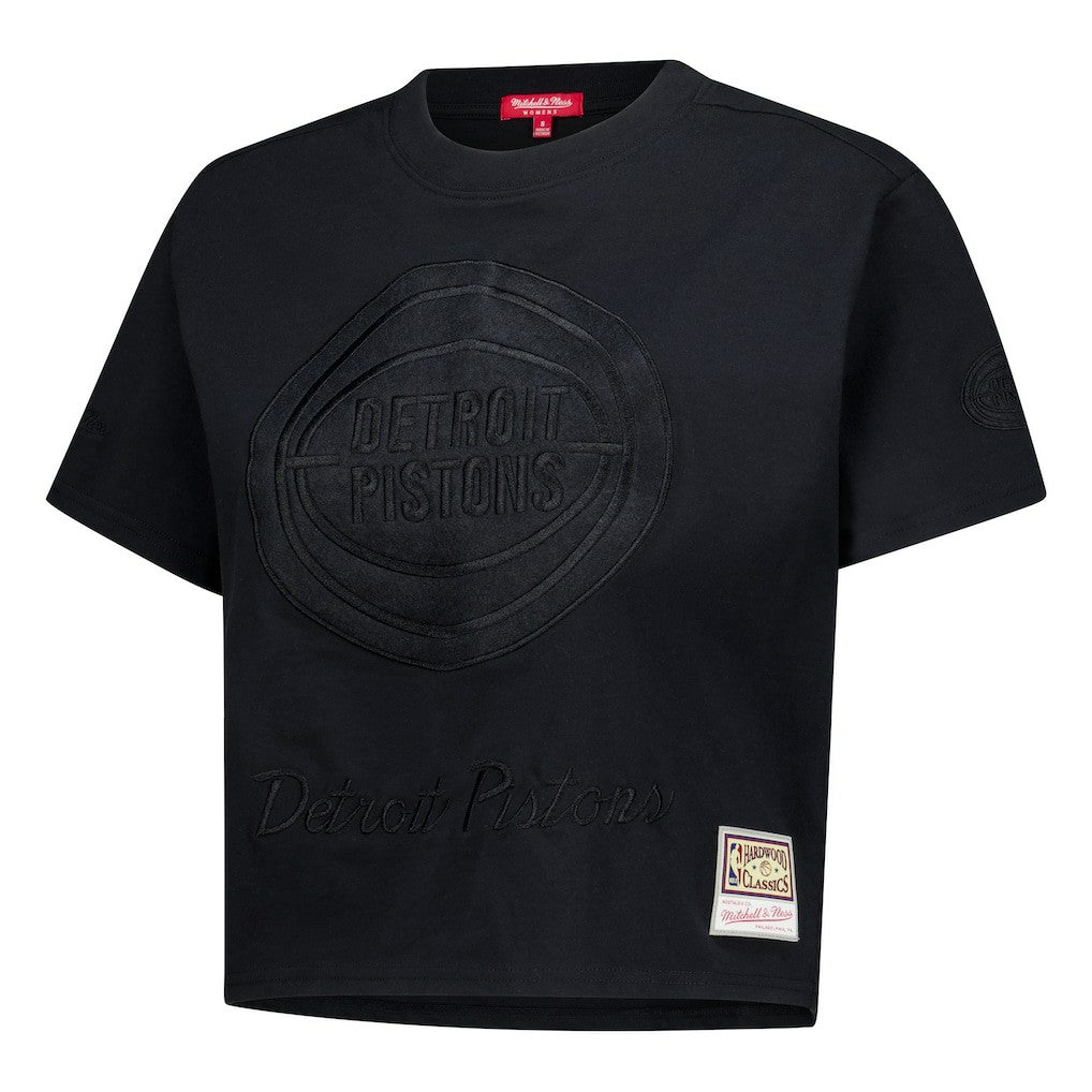 Detroit Pistons Women's Phantom Cropped T-Shirt Black
