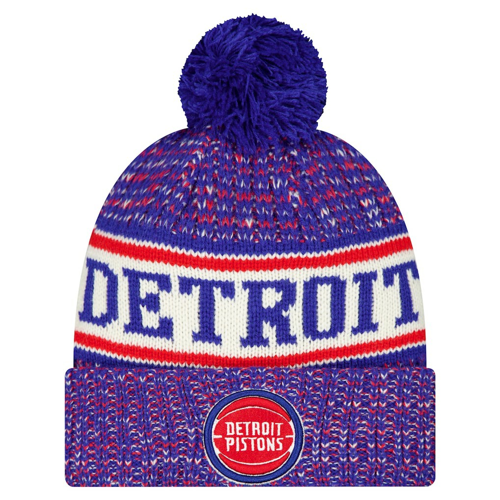 Detroit Pistons Team Cuffed Knit Hat with Pom Blue