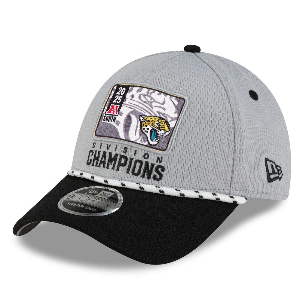 Jacksonville Jaguars New Era 2025 AFC South Division Champions Locker Room Trophy Collection 9FORTY Adjustable Hat Gray/Black