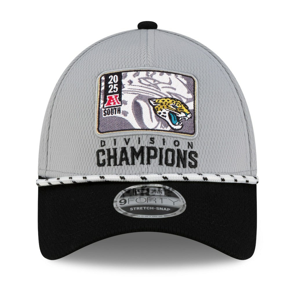 Jacksonville Jaguars New Era 2025 AFC South Division Champions Locker Room Trophy Collection 9FORTY Adjustable Hat Gray/Black