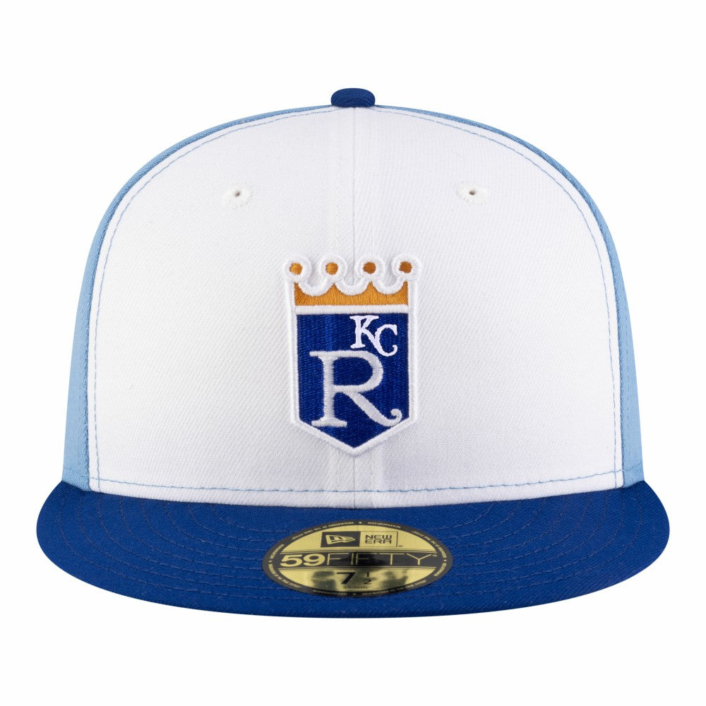 Kansas City Royals New Era Authentic Collection On-Field 59FIFTY Fitted Hat - White/Light Blue Hats