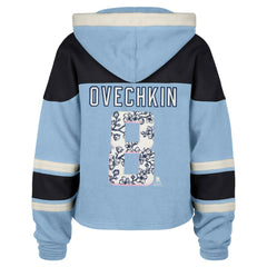 NHL Alexander Ovechkin Washington Capitals '47 Women's Cherry Blossom Superior Lacer Cropped Pullover Hoodie - Light Blue