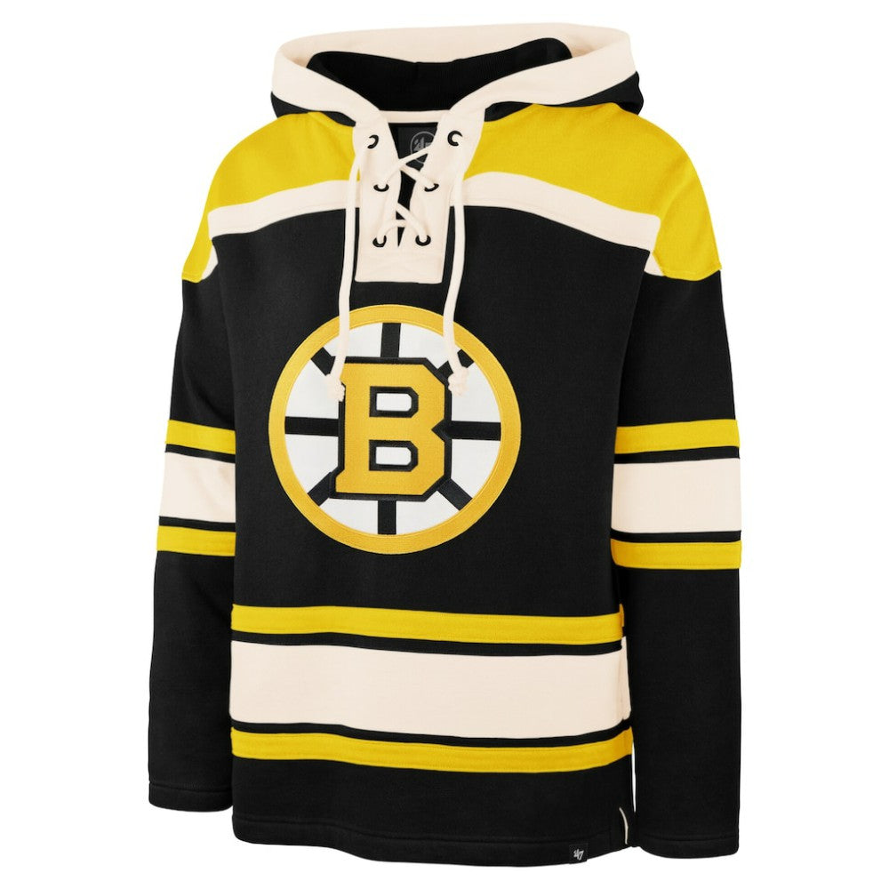 NHL Jeremy Swayman Boston Bruins '47 Player Name & Number Lacer Hoodie - Black