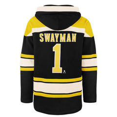 NHL Jeremy Swayman Boston Bruins '47 Player Name & Number Lacer Hoodie - Black